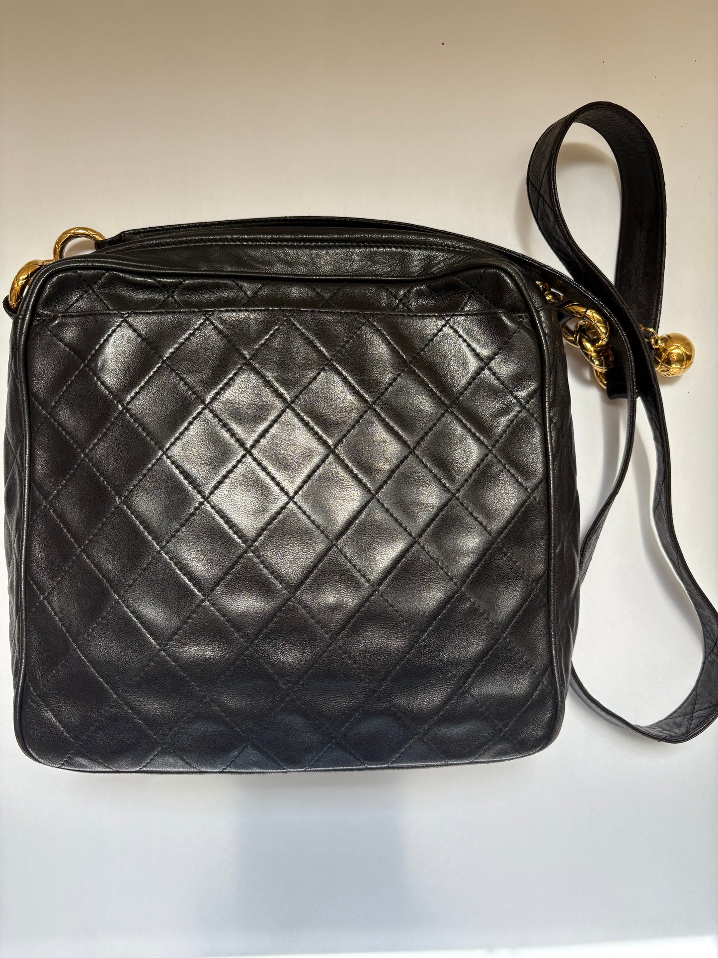 Chanel Shoulder Bag Matelasse Lambskin Black Coco Ball Charm