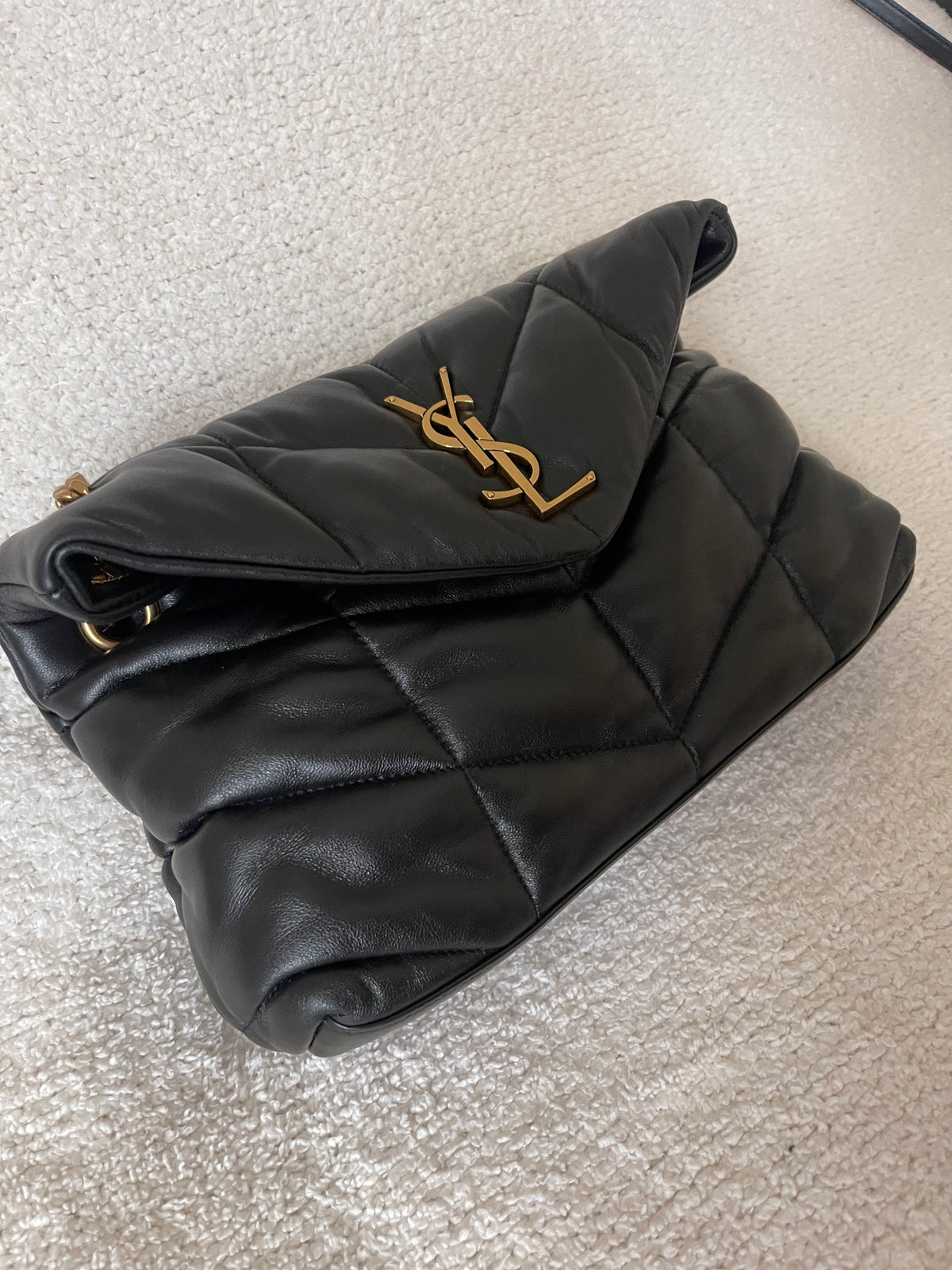 YSL BLACK PUFFER GOLD HARDWARE FULL SET