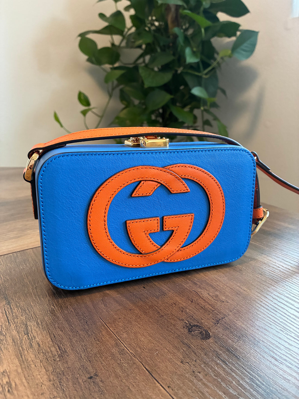 MINI GUCCI ORANGE & BLUE GG TRUNK CROSSBODY