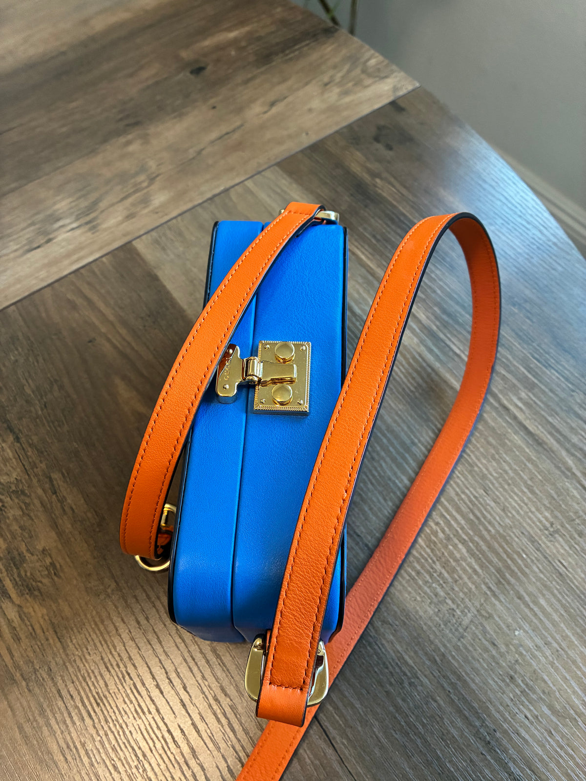 MINI GUCCI ORANGE & BLUE GG TRUNK CROSSBODY