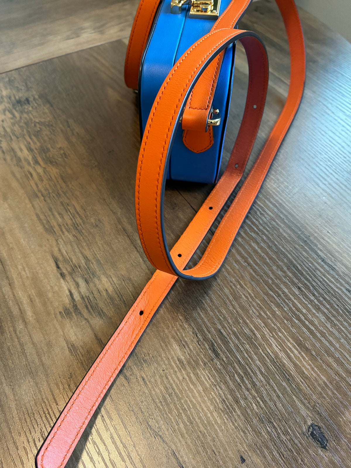MINI GUCCI ORANGE & BLUE GG TRUNK CROSSBODY