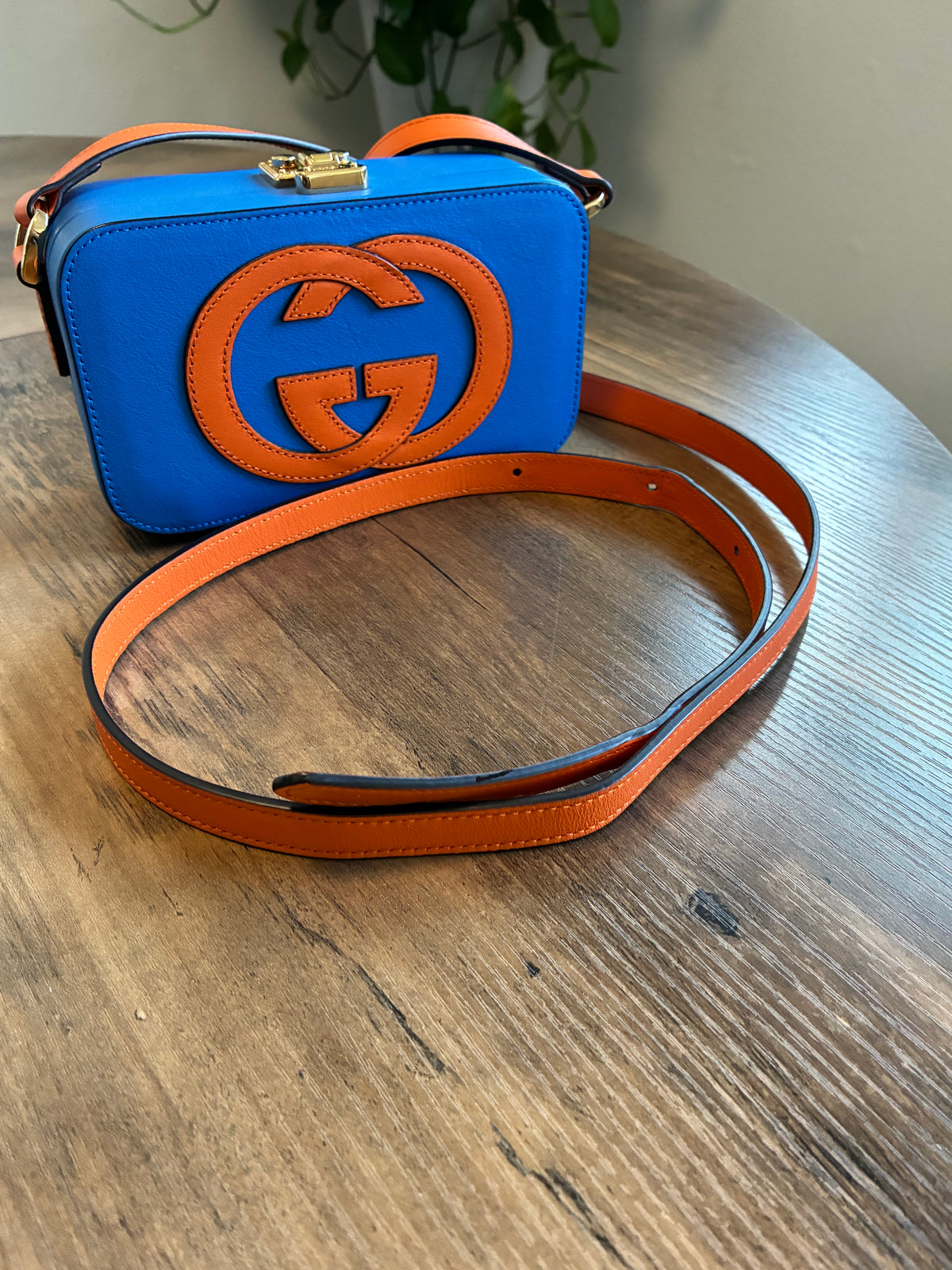 MINI GUCCI ORANGE & BLUE GG TRUNK CROSSBODY