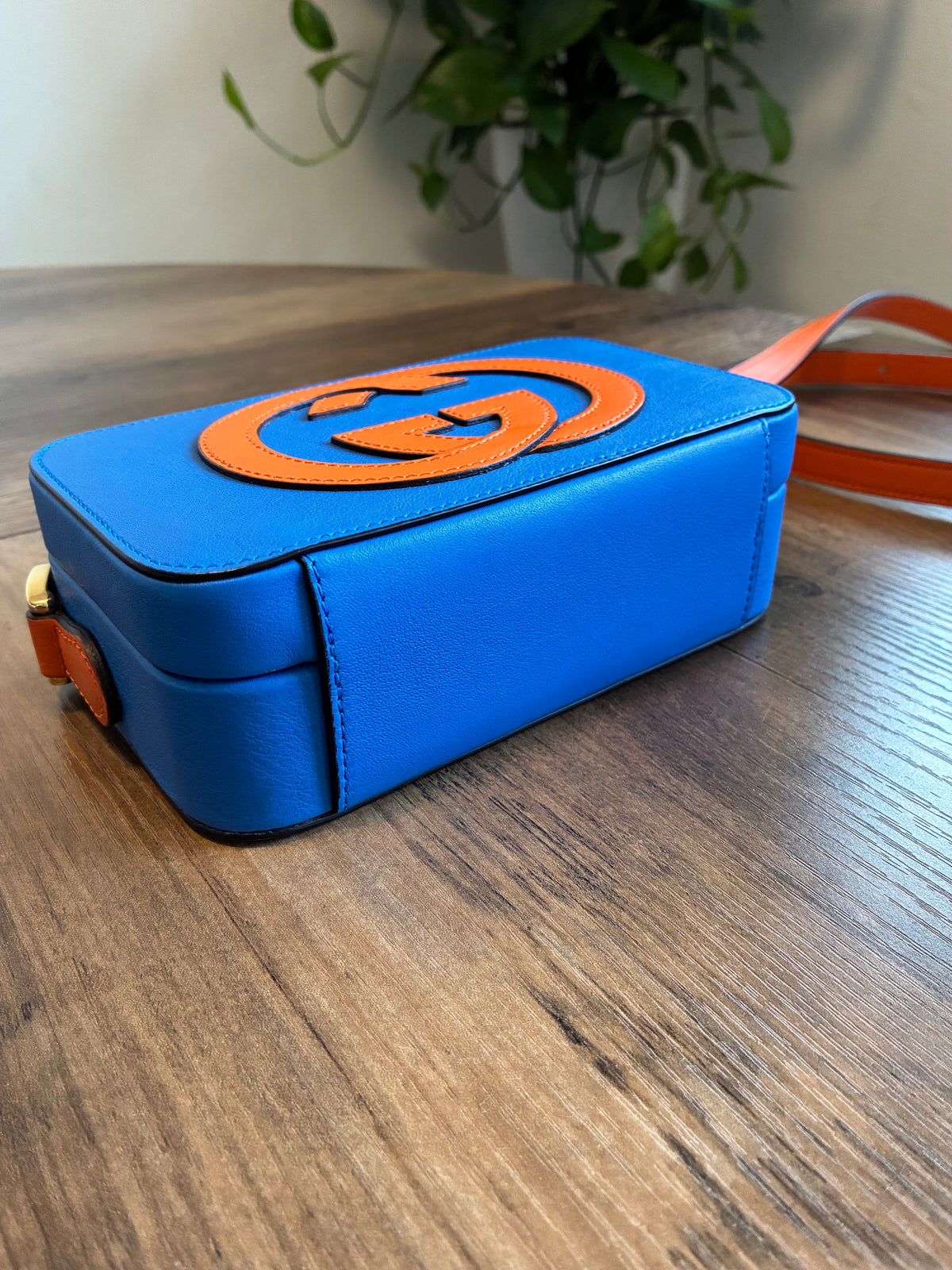 MINI GUCCI ORANGE & BLUE GG TRUNK CROSSBODY