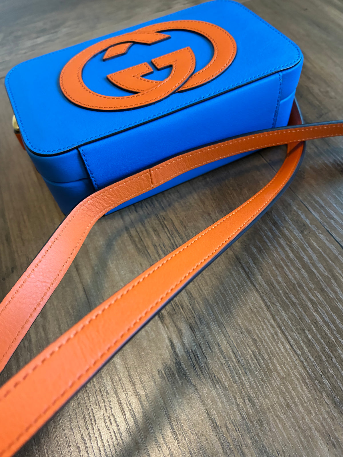 MINI GUCCI ORANGE & BLUE GG TRUNK CROSSBODY