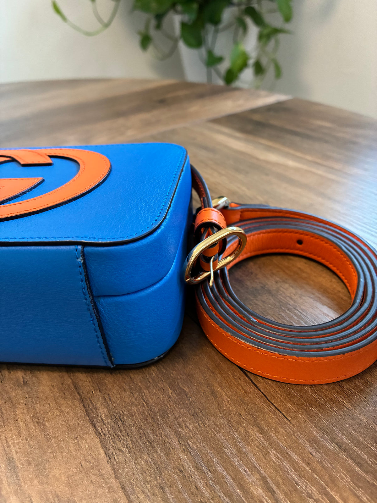 MINI GUCCI ORANGE & BLUE GG TRUNK CROSSBODY
