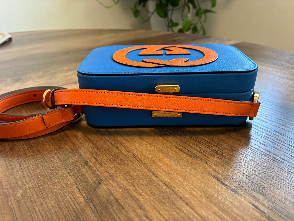 MINI GUCCI ORANGE & BLUE GG TRUNK CROSSBODY