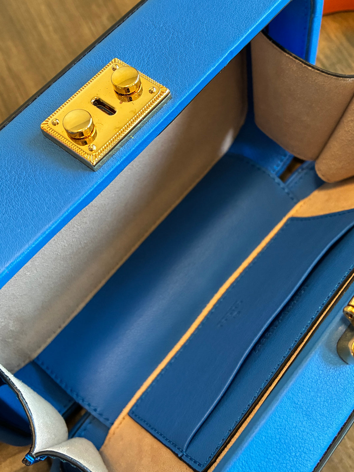 MINI GUCCI ORANGE & BLUE GG TRUNK CROSSBODY